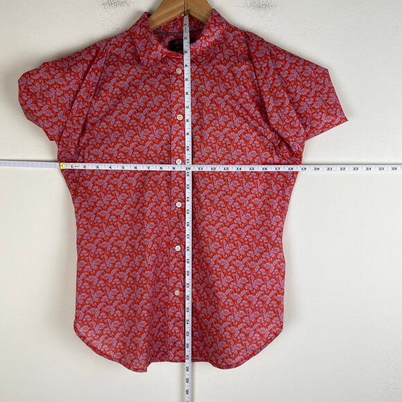 J. Crew x Liberty® Buttondown Size 4 Orange Floral Slim Top Cotton Toutouayette - Picture 14 of 14